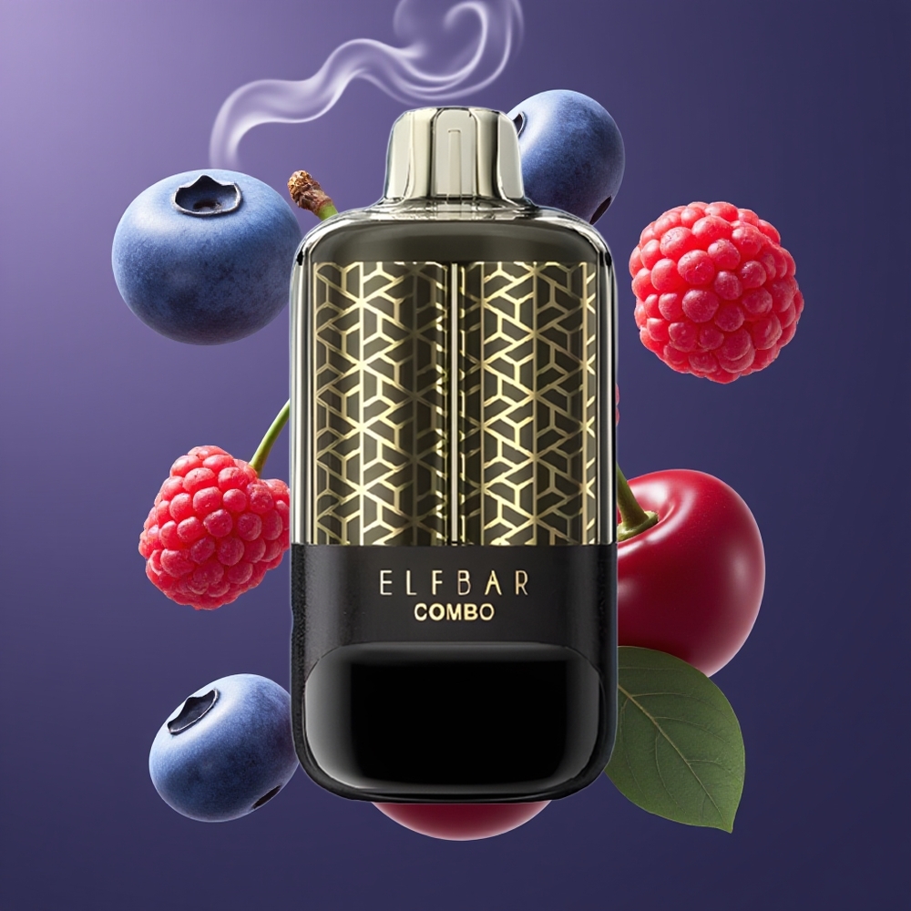 ELF BAR COMBO 25000 Puffs Engangs E-cigaret Dansk Engros - Blåbær Sur Hindbær & Kirsebær - 700mAh - Type-C - 5% Nikotin