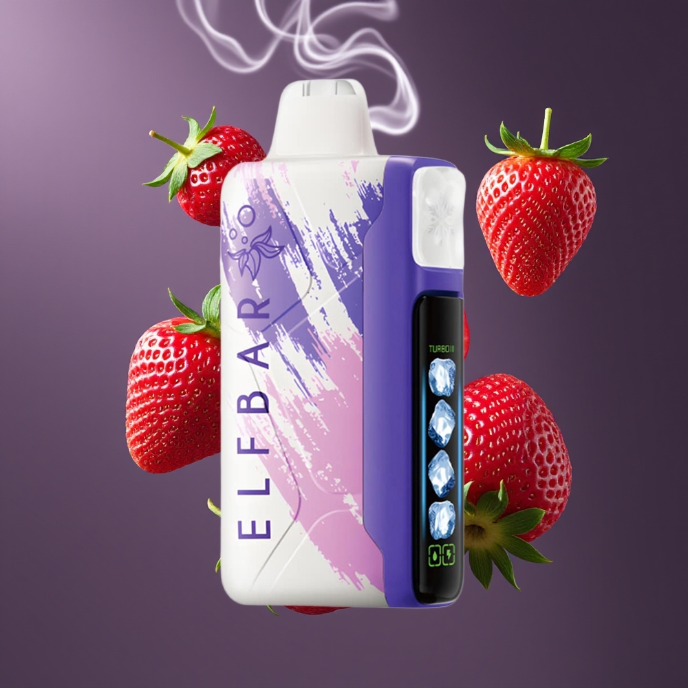 Elf Bar Ice King 40000 Puffs Engangs Damp Dansk Engros med 20ml E-væske, 5% Nikotin, Opladbar 850mAh Batteri, Sur Jordbær-Dragefrugt Smag