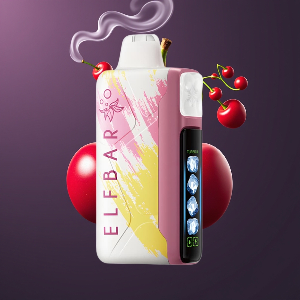 Elf Bar Ice King 40000 Puffs Genanvendelig Vape Cherry Strazz med Justerbar Køling og 20ml E-Væske – Dansk Engros