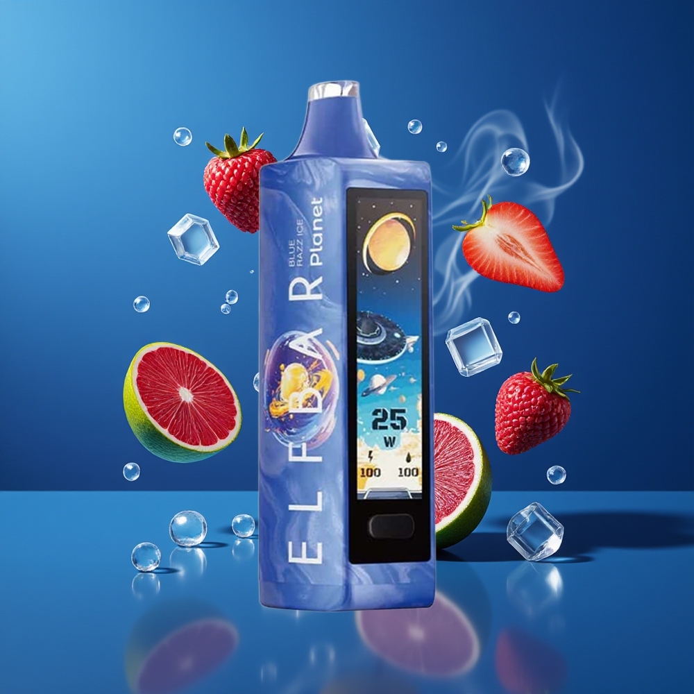Elf Bar Planet 25000 Puffs Disposable Vape Blå Hindbær Is Dansk Engros – 50mg Nikotin, 18ml, Opladelig