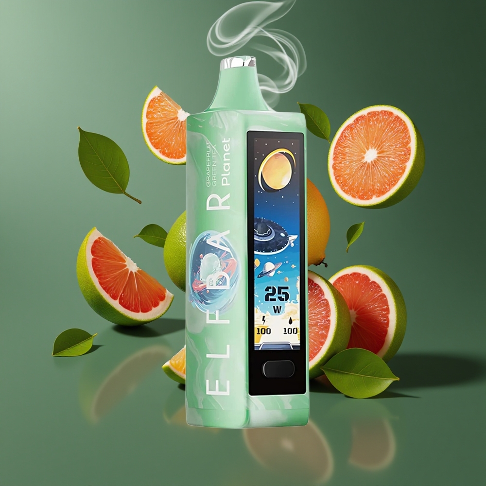 Elf Bar Planet 25000 Puffs Disposable Vape Grapefrugt Grøn Te Dansk Engros – 5% Nicotin, 18ml, Opladbar