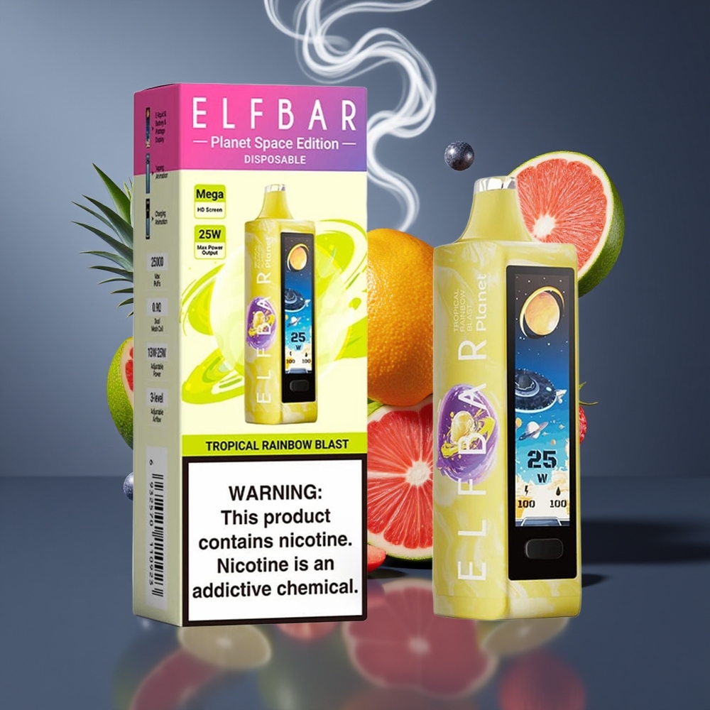 Elf Bar Planet 25000 Puffs Disposable Vape Tropisk Regnbue Eksplosion Dansk Engros – 5% Nikotin, 18ml, Opladelig