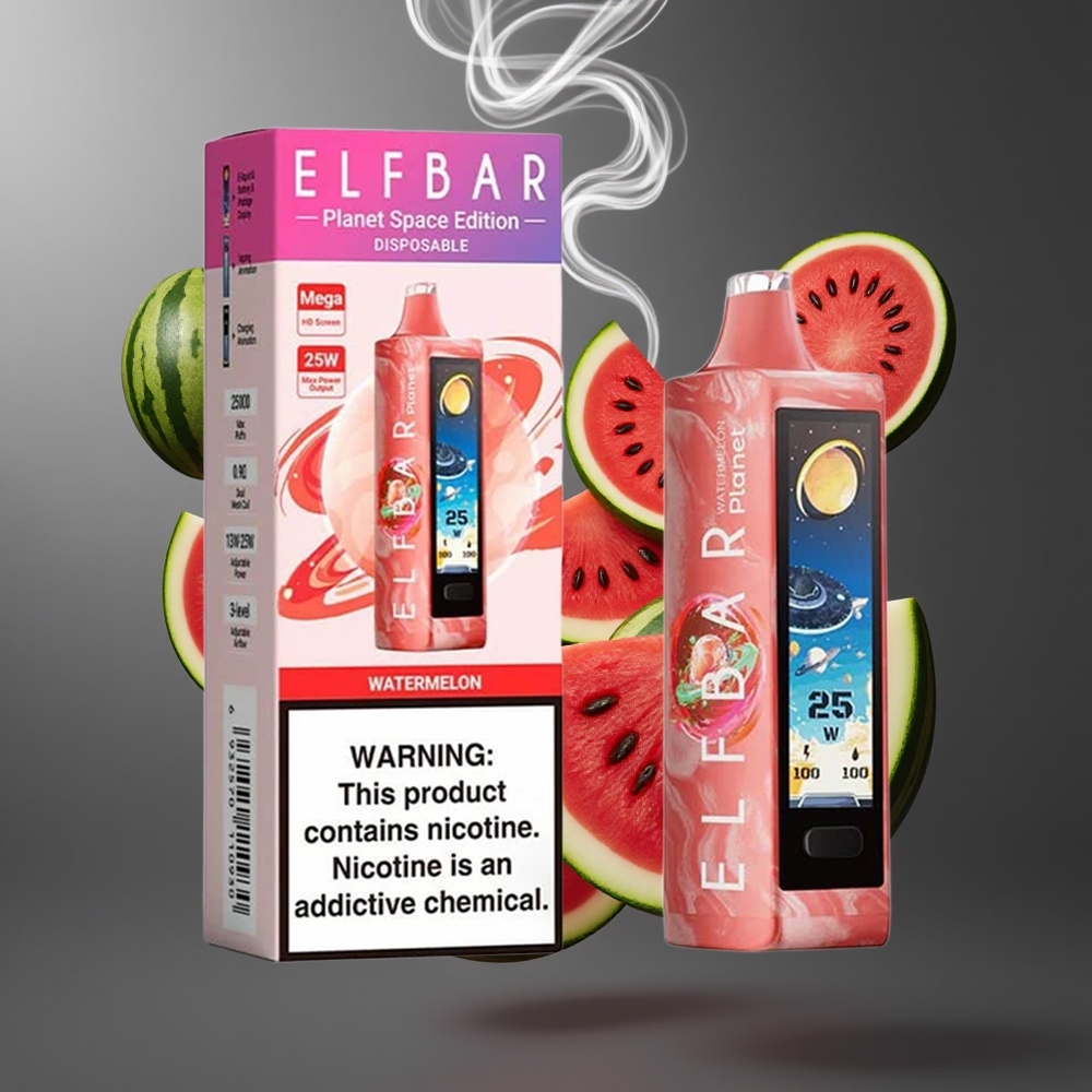 Elf Bar Planet 25000 Puffs Disposable Vape Vandmelon Dansk Engros – 50mg Nikotin, 18ml, 800mAh Genopladelig