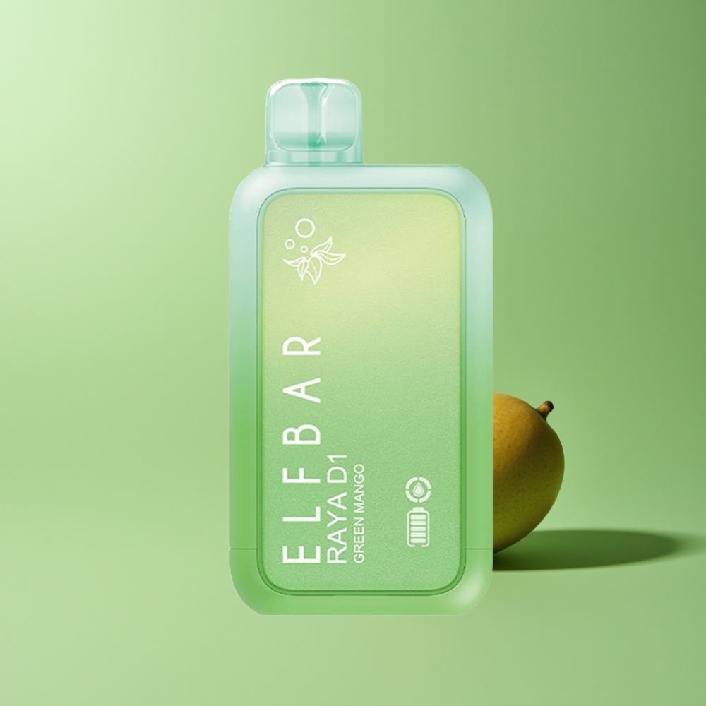 Elf Bar Raya D1 13000 Puffs Engangs E-cigaret Dansk Engros – Grøn Mango, 18ml, 650mAh, Type-C Opladning