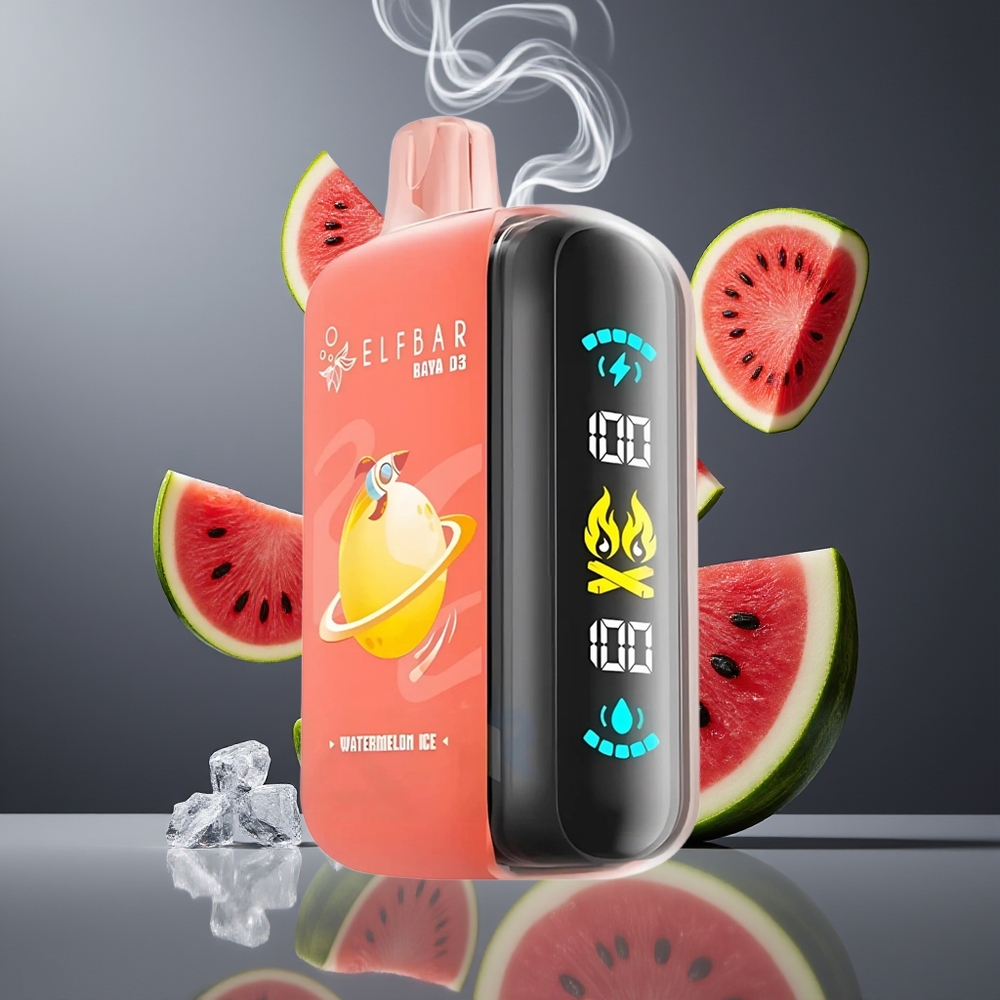 ELF BAR RAYA D3 25000 Puffs Dansk Engros Disposable Vape med 23ml e-væske og Type-C opladning Vandmelon Is