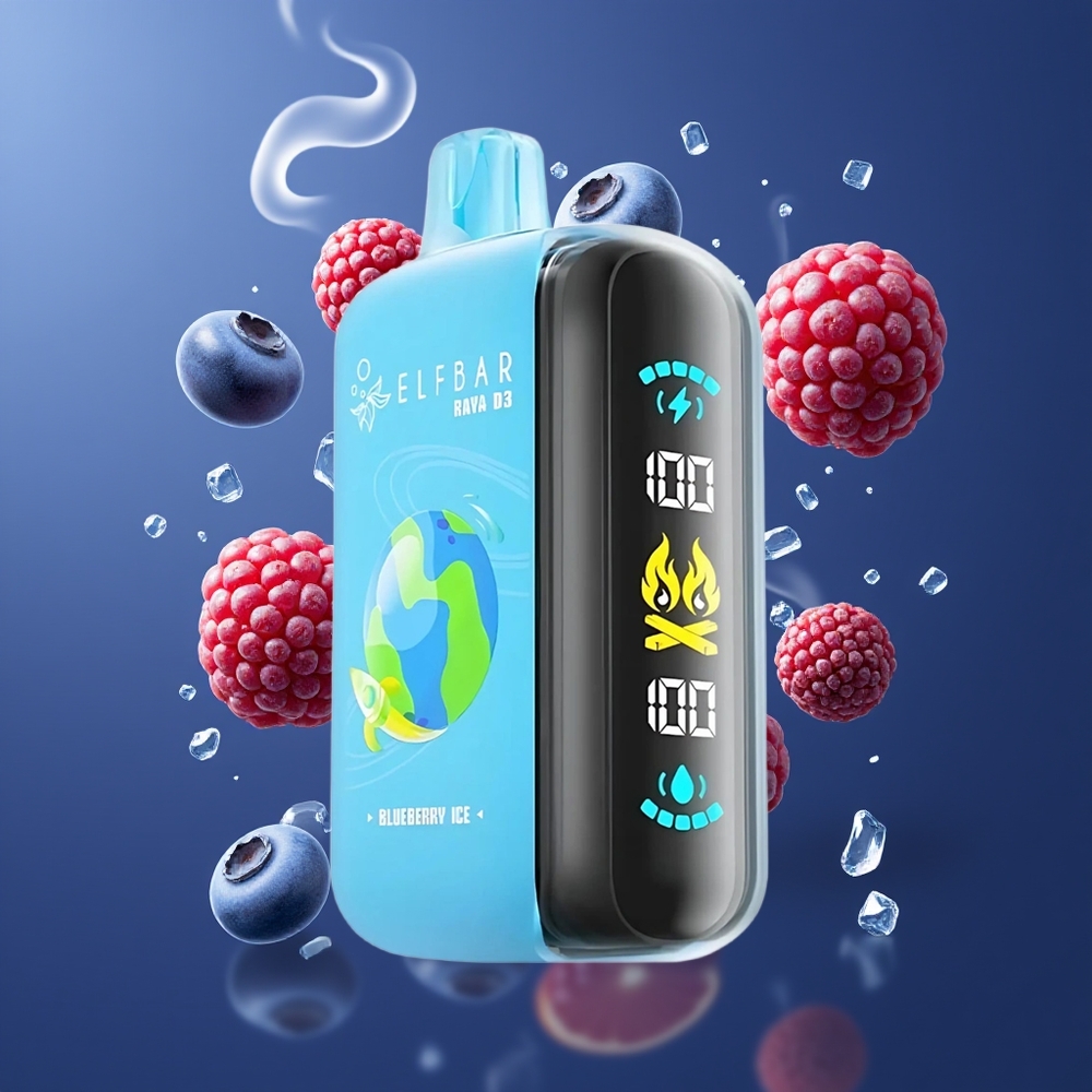 ELF BAR RAYA D3 25000 Puffs Disposable Vape Blåbær Is Dansk engros med 23ml e-væske og 850mAh batteri