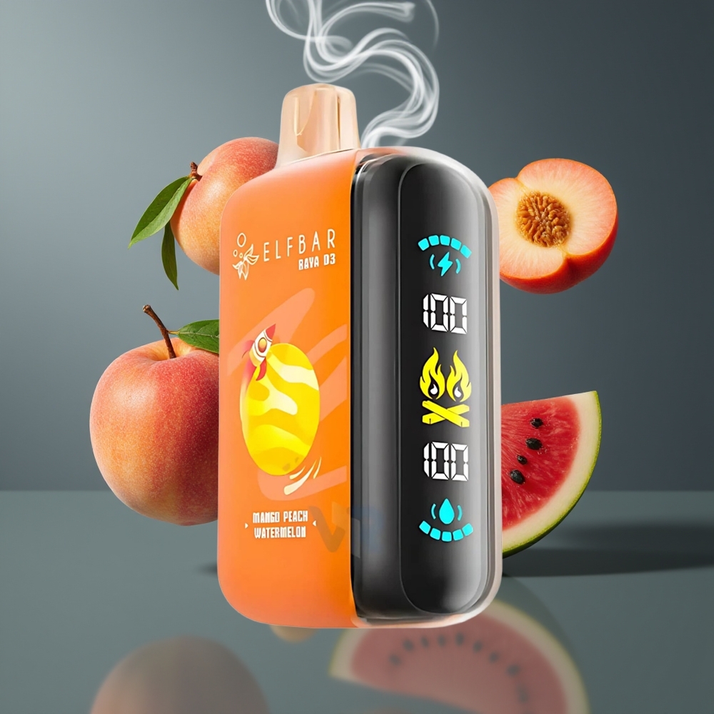 ELF BAR RAYA D3 25000 Puffs Disposable Vape Dansk Engros – 23ml, 5% Nikotin, Mango Fersken Vandmelon