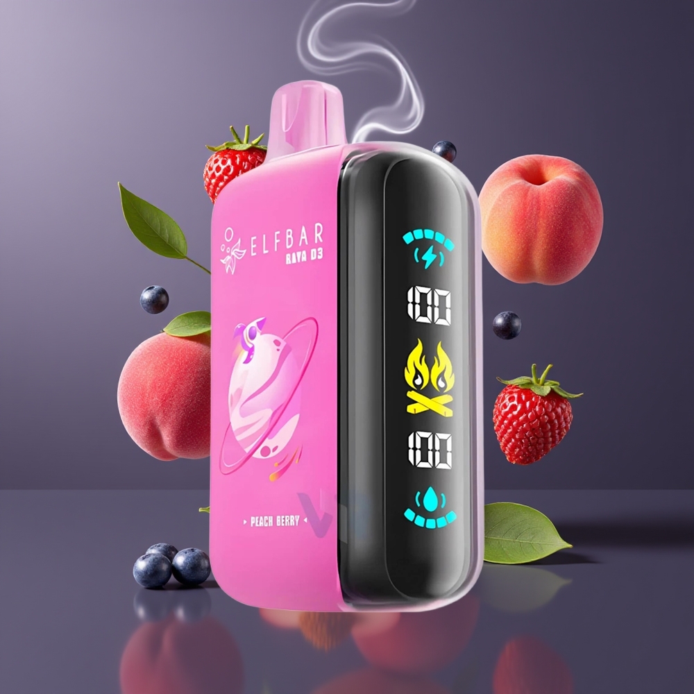 ELF BAR RAYA D3 25000 Puffs Disposable Vape Dansk Engros med 23ml e-væske og 850mAh batteri - Fersken Bær