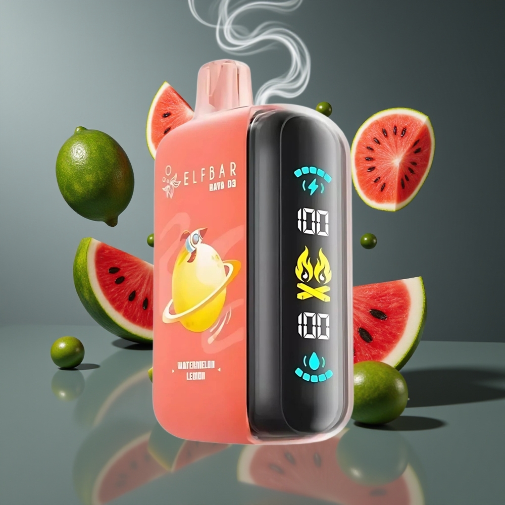 ELF BAR RAYA D3 25000 Puffs Disposable Vape Vandmelon Citron Dansk engros – 23ml, 5% Nikotin, Type-C Opladning