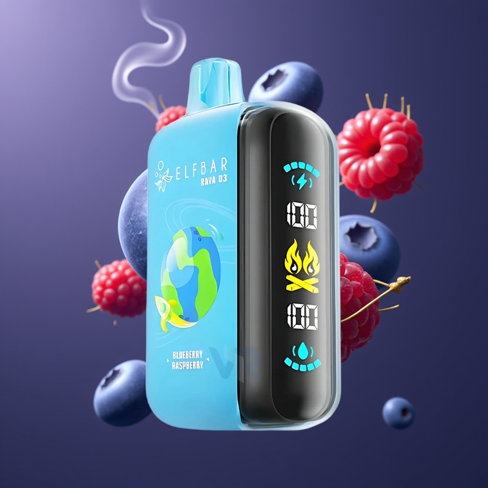 ELF BAR RAYA D3 25000 Puffs Engangs Damp Dansk Engros med 23ml e-væske, 850mAh genopladelig batteri og Blåbær Hindbær smag
