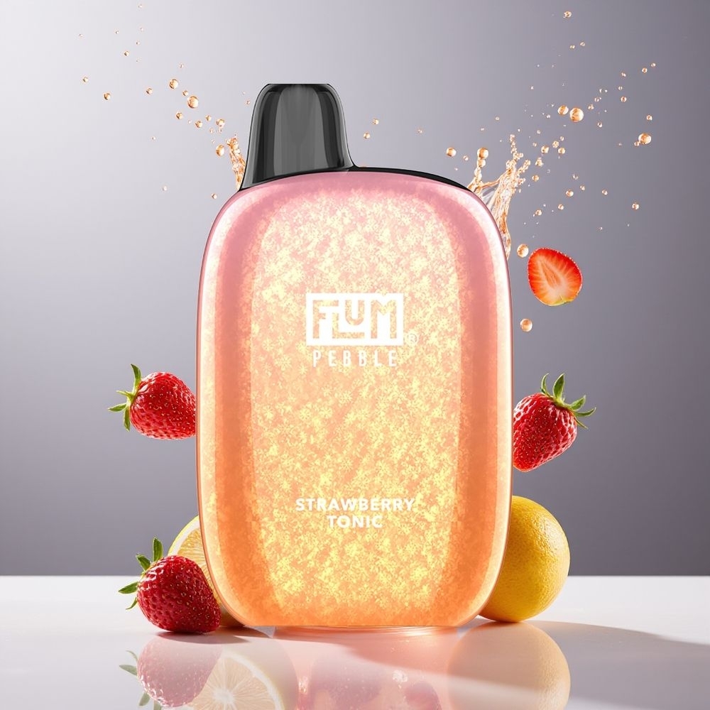 FLUM Pebble 6000 Dansk Engros – 10ml, 5% Nikotin, 500mAh, Jordbærtonik