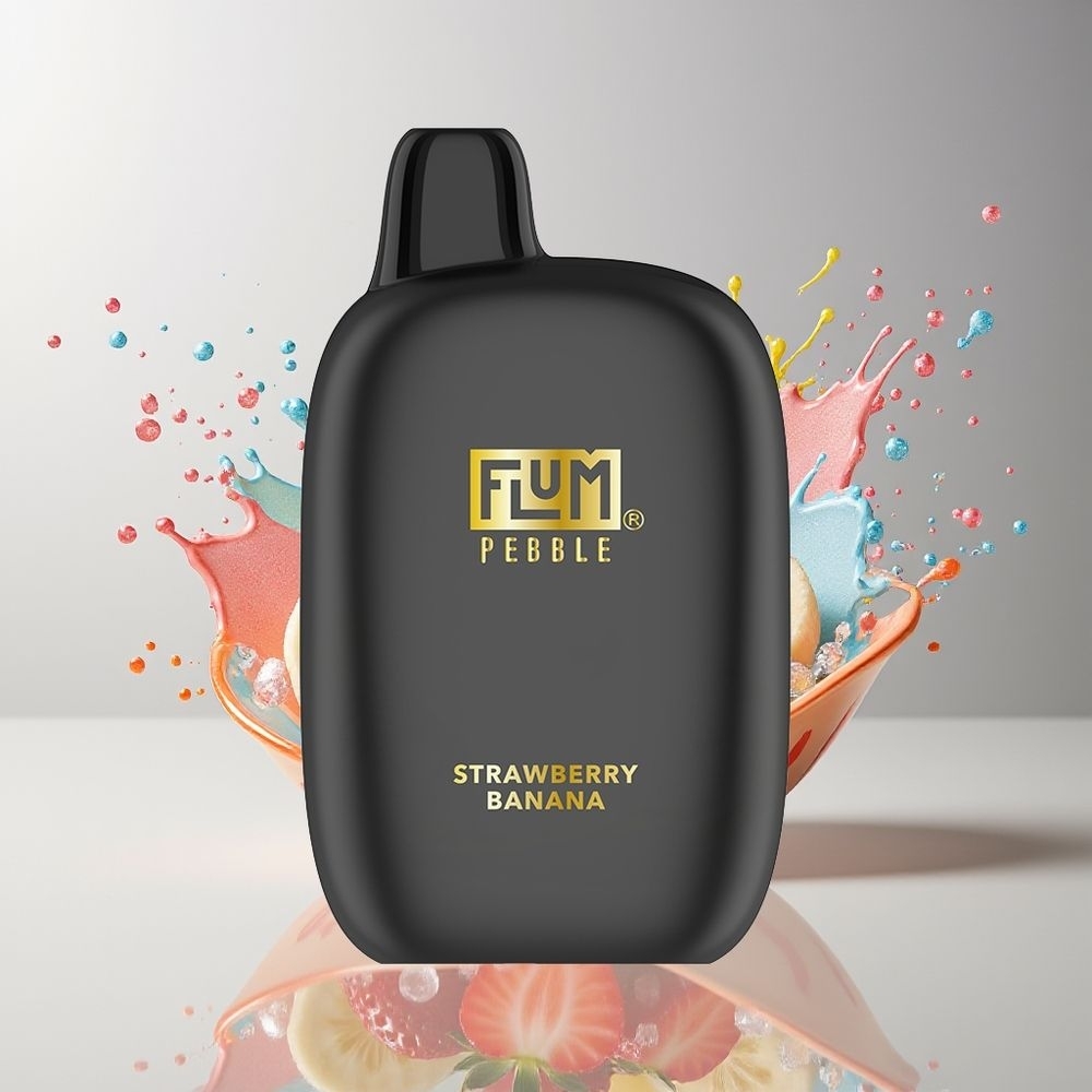 FLUM Pebble 6000 Dansk Engros 10ml 5% Nikotin Jordbær-Banana Type-C Opladning