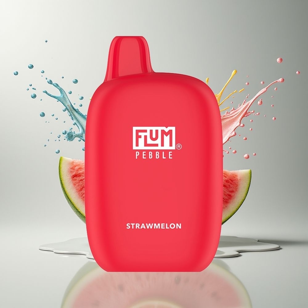 FLUM Pebble 6000 Dansk engros – 10ml 5% Nikotin – Type-C Opladning – Jordbærmelon