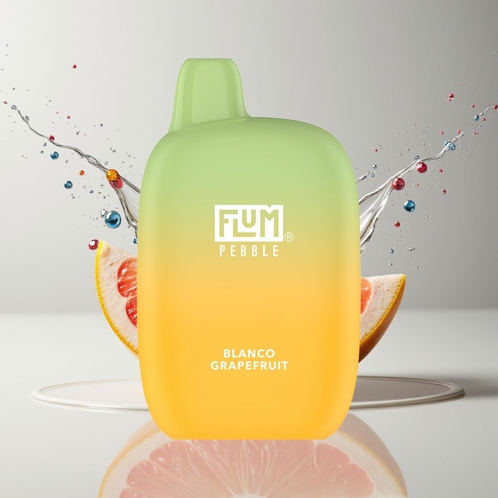 FLUM Pebble 6000 Puffs Engangs Vape Dansk Engros med 10ml E-væske, 5% Nikotin og Type-C Opladning – Hvid Grapefrugt