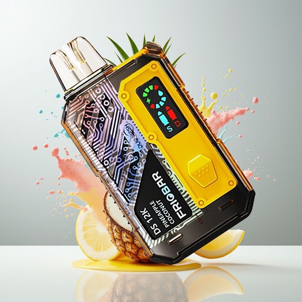 FRIOBAR DS 12K Dansk Engros Disposable Vape Ananas Kokosnød med 10mL Kapacitet, 50mg/mL Nikotin og 12000 Puff