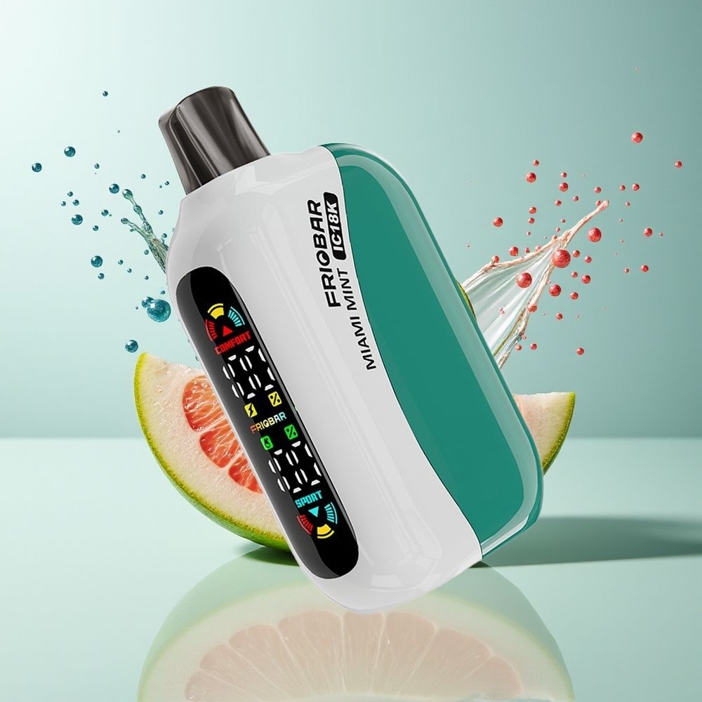 FRIOBAR IC18K 18000 Disposable Vape Miami Mint Dansk engros med 18mL kapacitet, 18000 puff og 50/20mg/mL nikotin