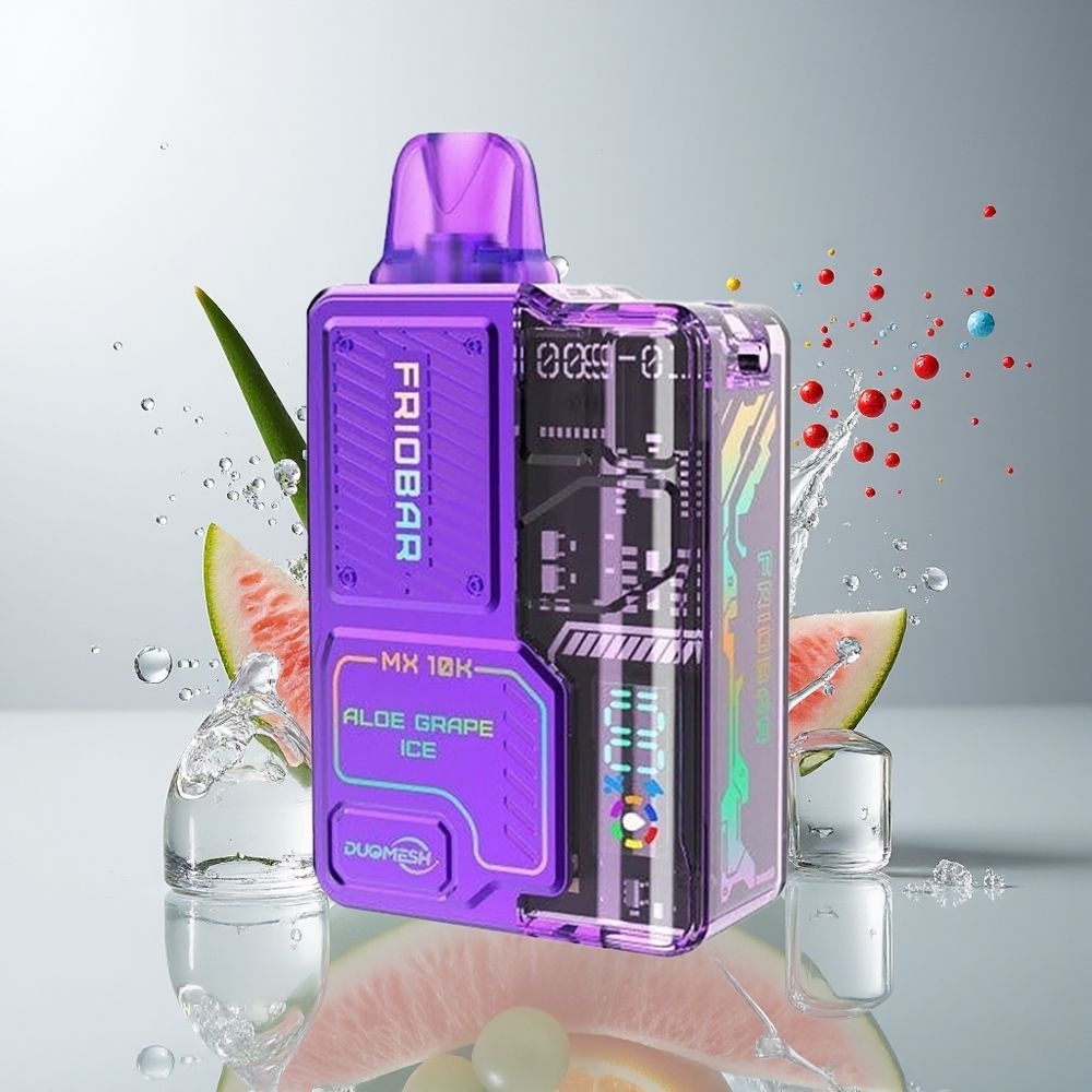 FRIOBAR MX 10K Engangs Vape Dansk Engros – Aloe Grape Is med 10mL og 10000 puff