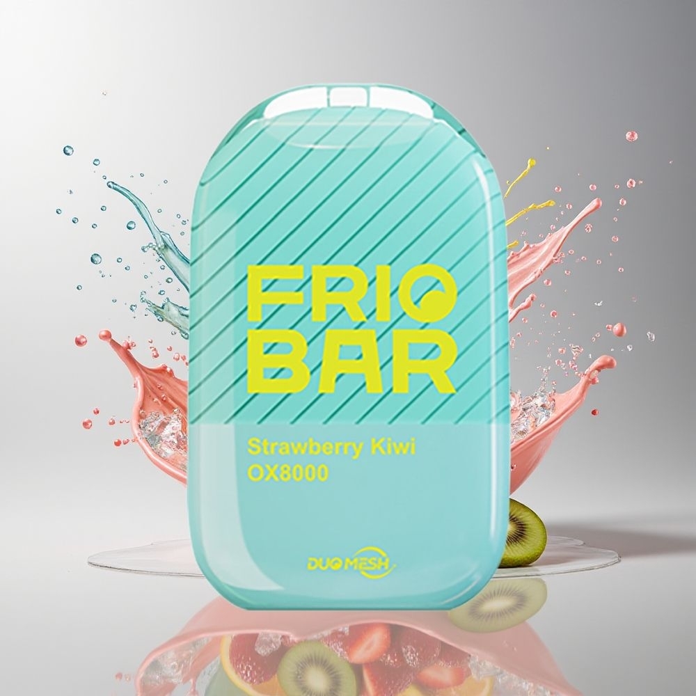 FRIOBAR OX8000 Dansk Engros 16mL 8000 Puffs 50mg USB-C Jordbær Kiwi