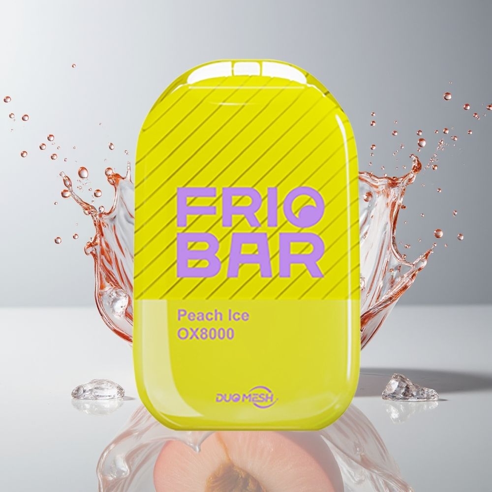FRIOBAR OX8000 Dansk Engros – 16mL, 8000 puff, 50mg/mL, USB-C, 600mAh, Fersken Is