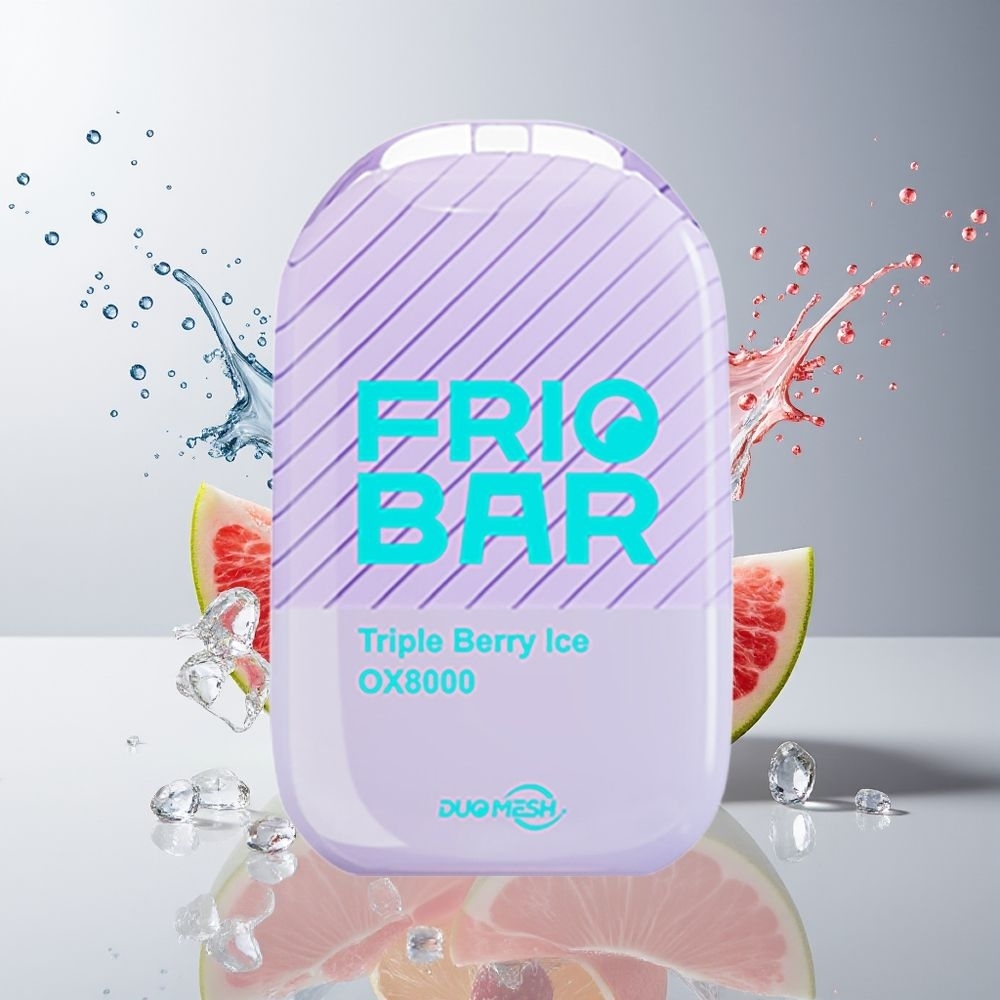 FRIOBAR OX8000 Dansk Engros 16mL 8000 puff 50mg/mL USB-C Disposable Vape Triple Bær Is