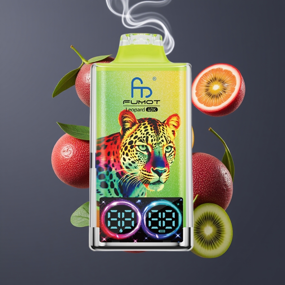 Fumot Leopard 40K Puffs Dansk Engros - 700mAh, Type-C, Digital Display, Kiwi Passionsfrugt Guava