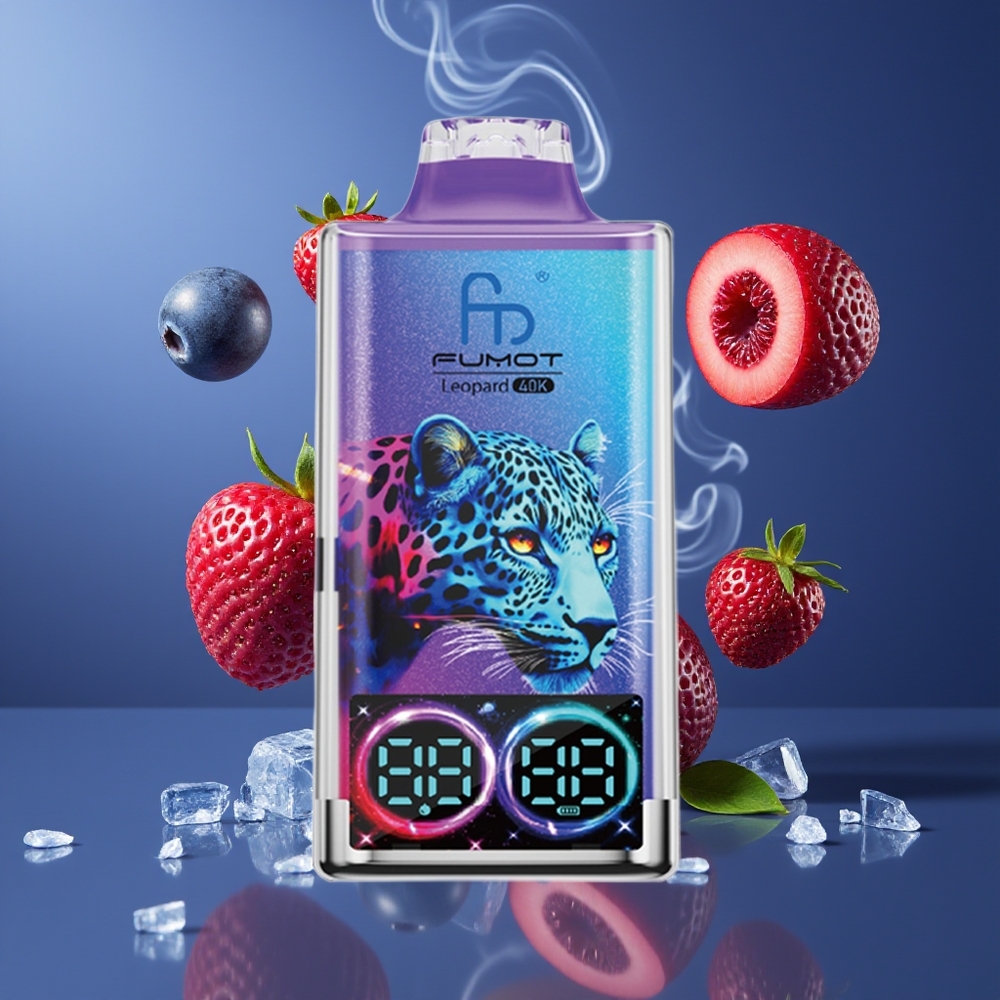 Fumot Leopard 40K Puffs Dansk Engros – Blåbær på Is – Dual Mesh, Type-C, 700mAh