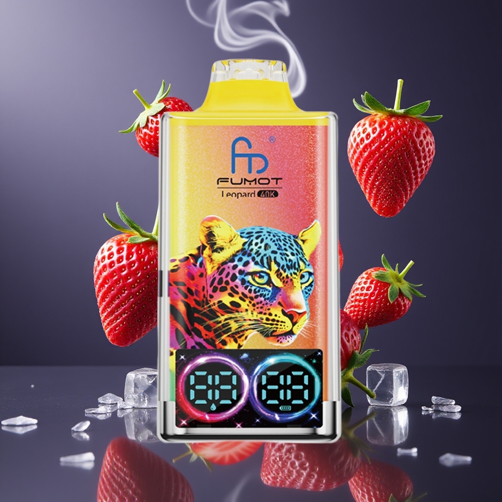 Fumot Leopard 40K Puffs Dansk Engros Disposable Vape Jordbær Is med 700mAh Batteri og Type-C Opladning