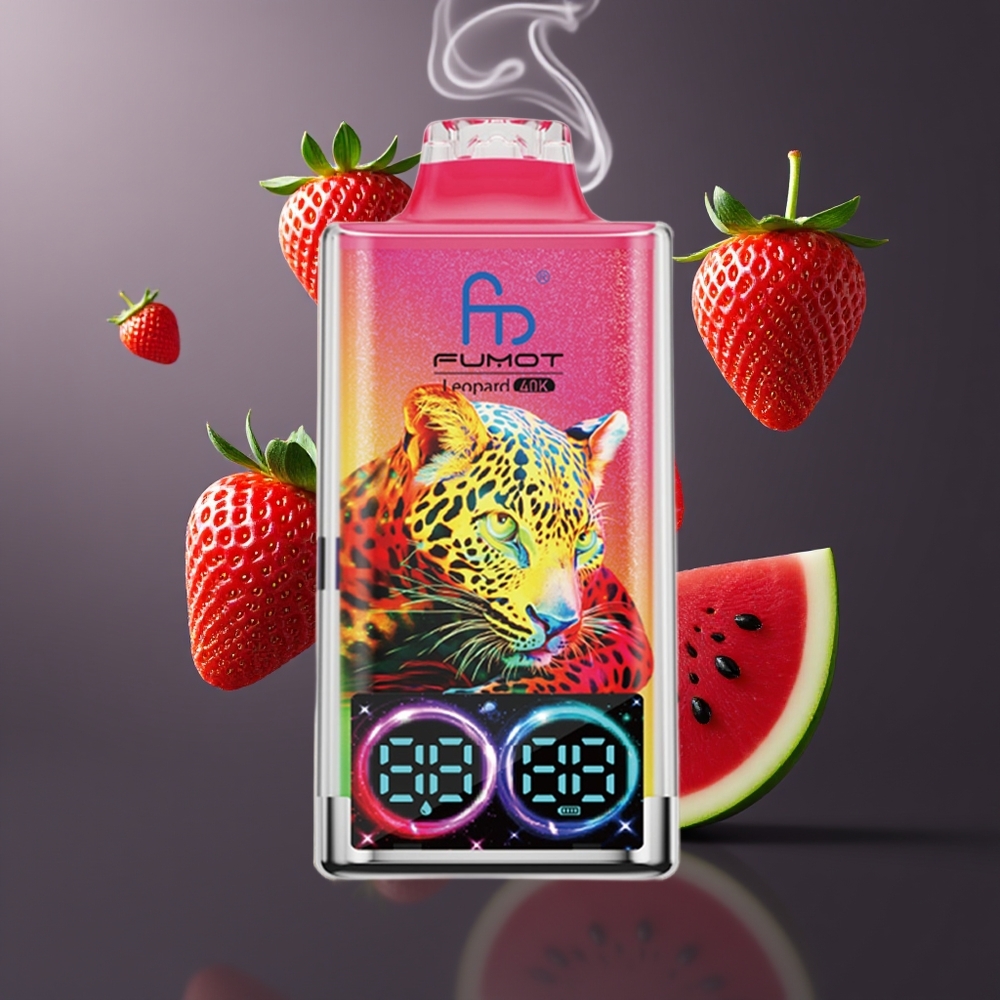Fumot Leopard 40K Puffs Dansk Engros Disposable Vape Jordbær Vandmelon – Dual Mesh, Type-C, Digital Display