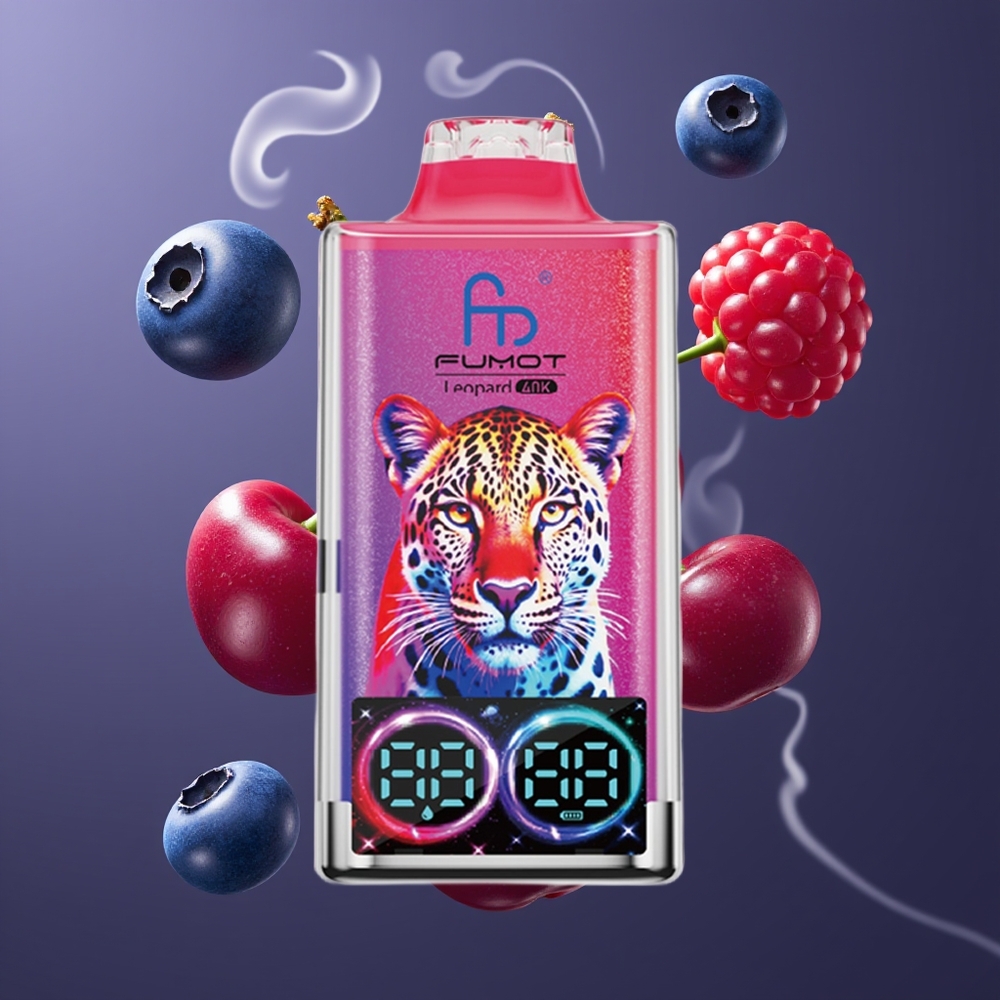 Fumot Leopard 40K Puffs Dansk Engros Dual Mesh Type-C Blåbær Kirsebær Tranebær