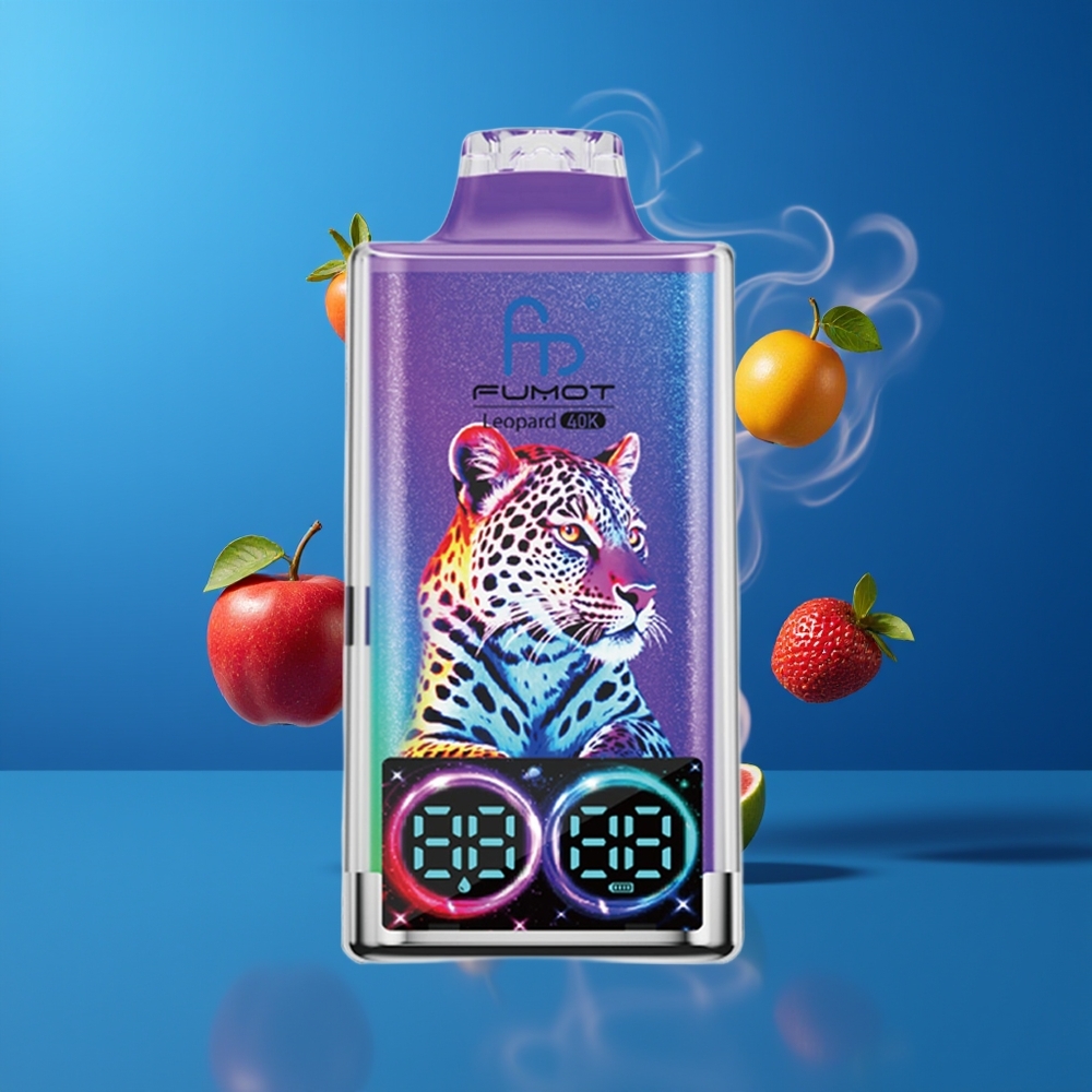 Fumot Leopard 40K Puffs Engangs Dansk Engros med 700mAh Batteri, Type-C Opladning og Digital Oljekraftvisning – Hr Blå