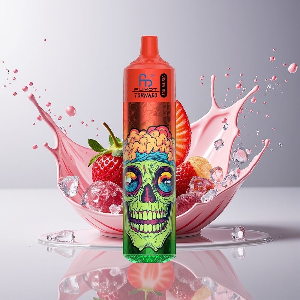 Fumot RandM Tornado 30000 Puffs Dansk Engros – 30mL, 1.0 Ohm Mesh Coil, Jordbær Bær Is