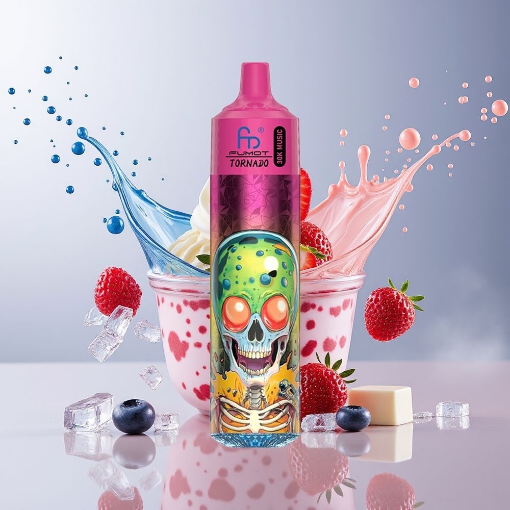 Fumot RandM Tornado 30000 Puffs Dansk Engros – Blåbær Jordbær Hindbær Is (30mL, 2%/5%, 600mAh)
