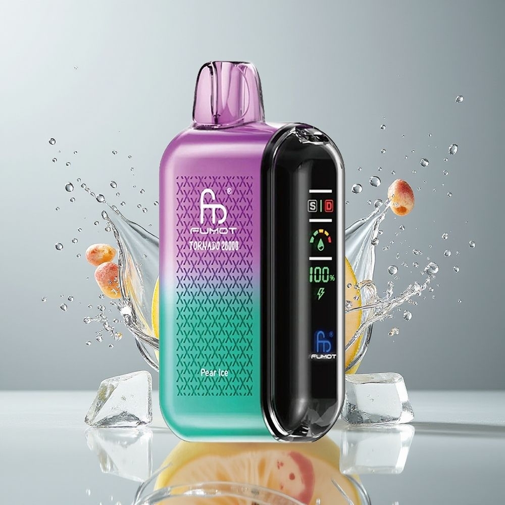 Fumot Tornado 20000 Puffs Dansk Engros – Dual Mesh Coil, 20ml E-væske, 850mAh Batteri, Pære Is
