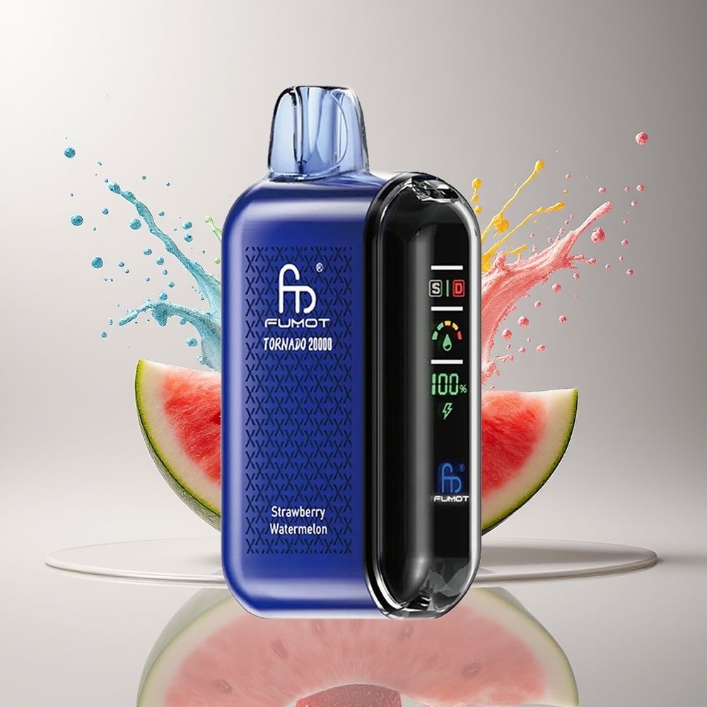 Fumot Tornado 20000 Puffs Dansk Engros med 20ml E-liquid og Jordbær-Vandmelon Smag
