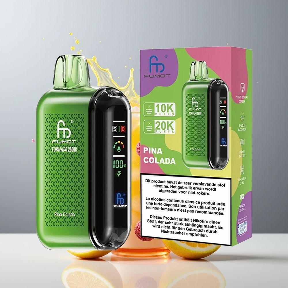 Fumot Tornado 20000 Puffs Dansk Engros med 20ml E-væske og 2% Nikotin - Pina Colada