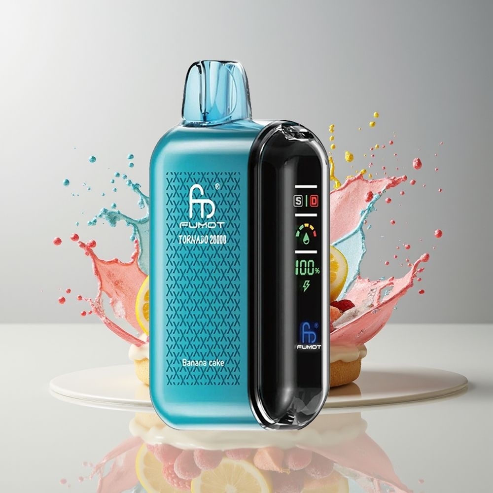 Fumot Tornado 20000 Puffs Dansk Engros med Banankage, Dual Mesh Coil og Smart Display