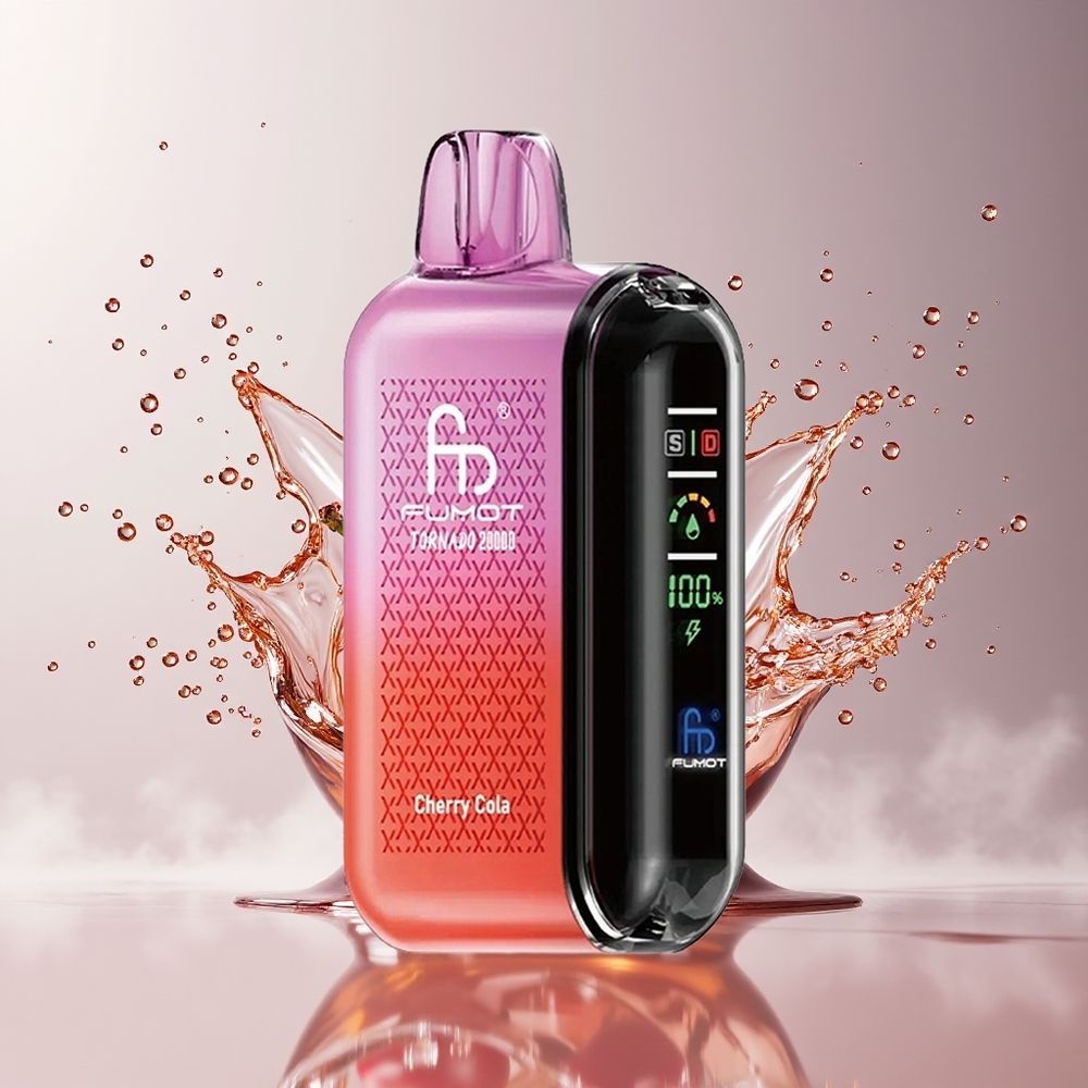 Fumot Tornado 20000 Puffs Dansk Engros med Dual Mesh Coil og Kirsebær Cola Smag