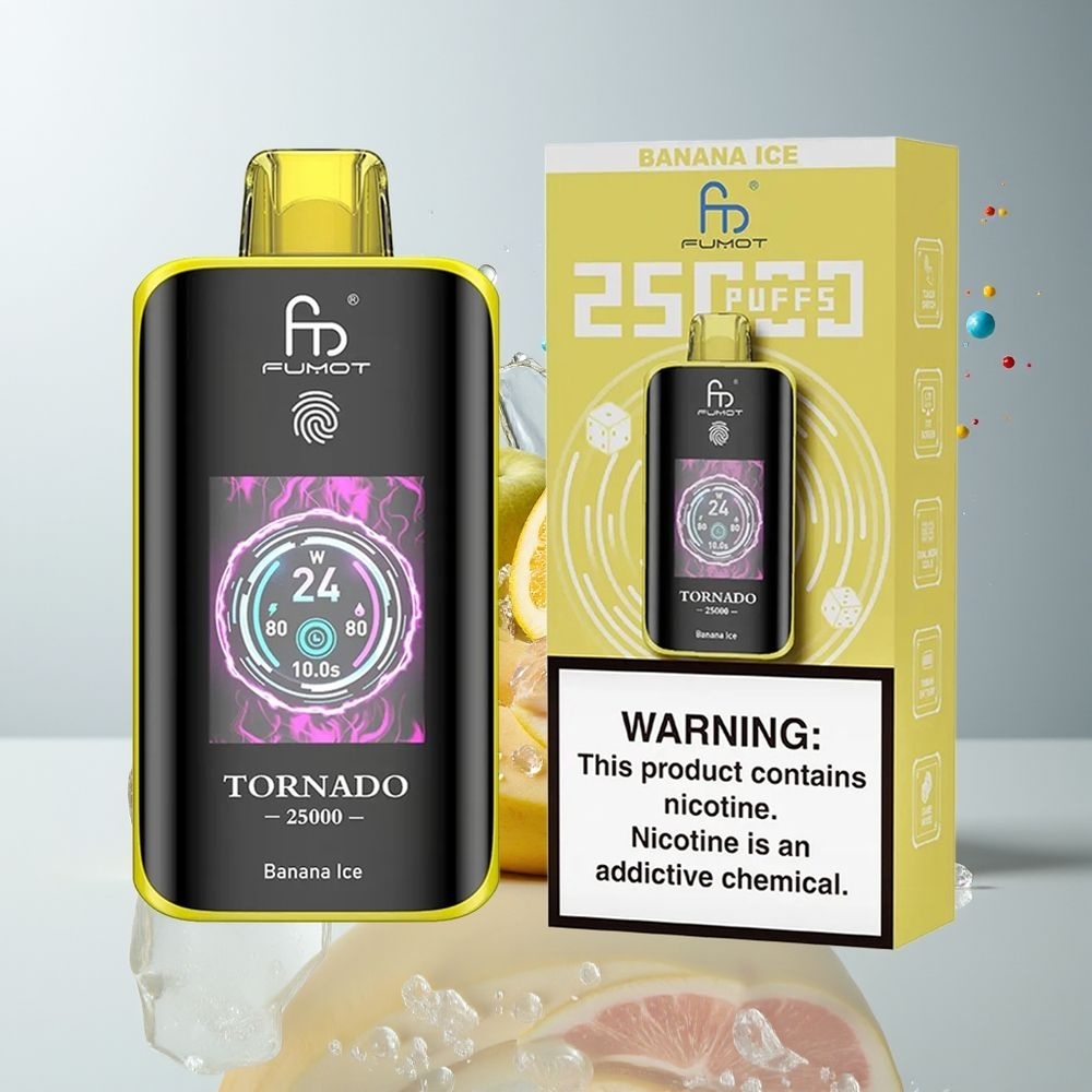 Fumot Tornado 25000 Puffs Dansk Engros med HD-skærm, 700mAh batteri og Bananis