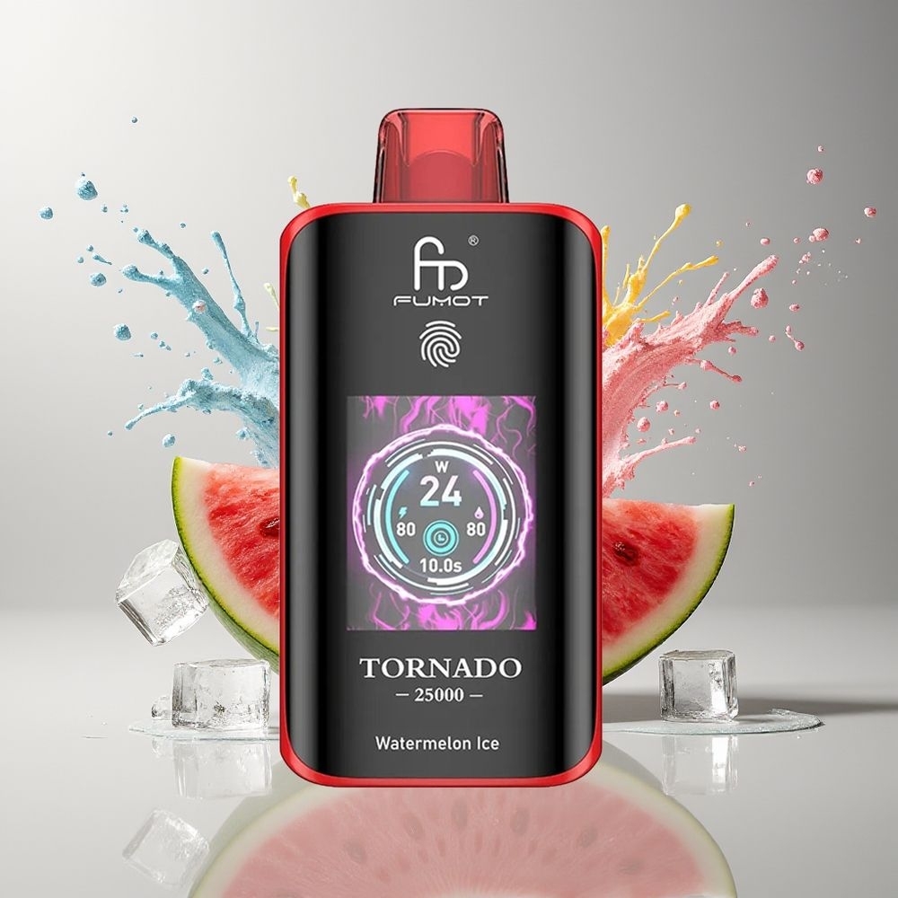 Fumot Tornado 25000 Puffs Dansk engros med HD-skærm, 700mAh batteri og Vandmelon Is
