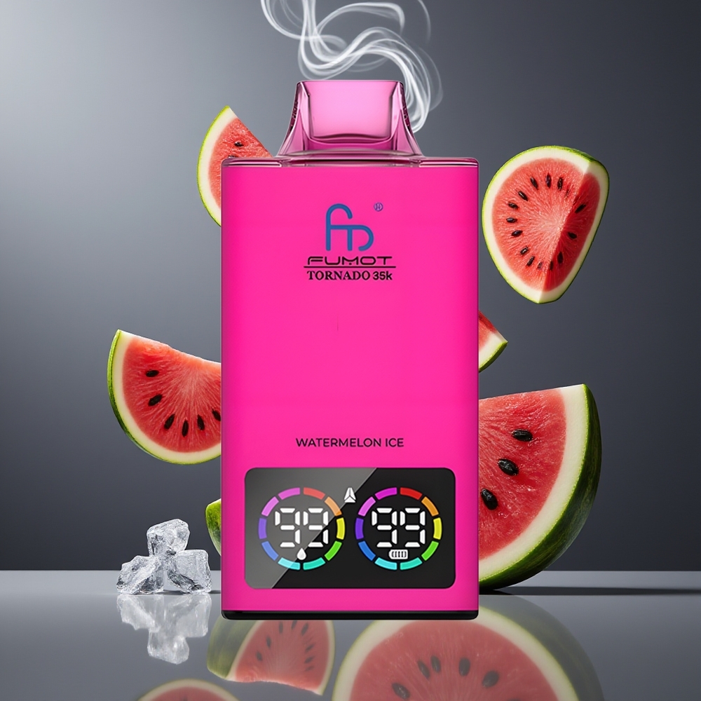 Fumot Tornado 35K Dansk Engros Disposable Vape med Dual Mesh Coil, 15ml E-juice og Vandmelon Is