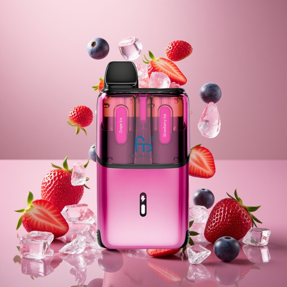 Fumot Ultra T32000 Dansk Engros Vape til Engangsbrug med 32000 Puffs, 800mAh Batteri, 24ml E-Væske, Type-C Opladning, 20mg Nikotin, Mesh Coil og Vinis Is & Jordbæris