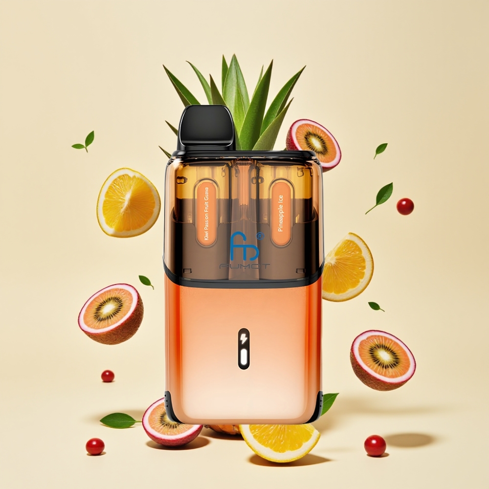 Fumot Ultra T32000 Dansk Engros Vape til Engangsbrug med 32000 puff, 800mAh batteri, Type-C opladning & Kiwi Passionsfrugt Guava Ananas Is