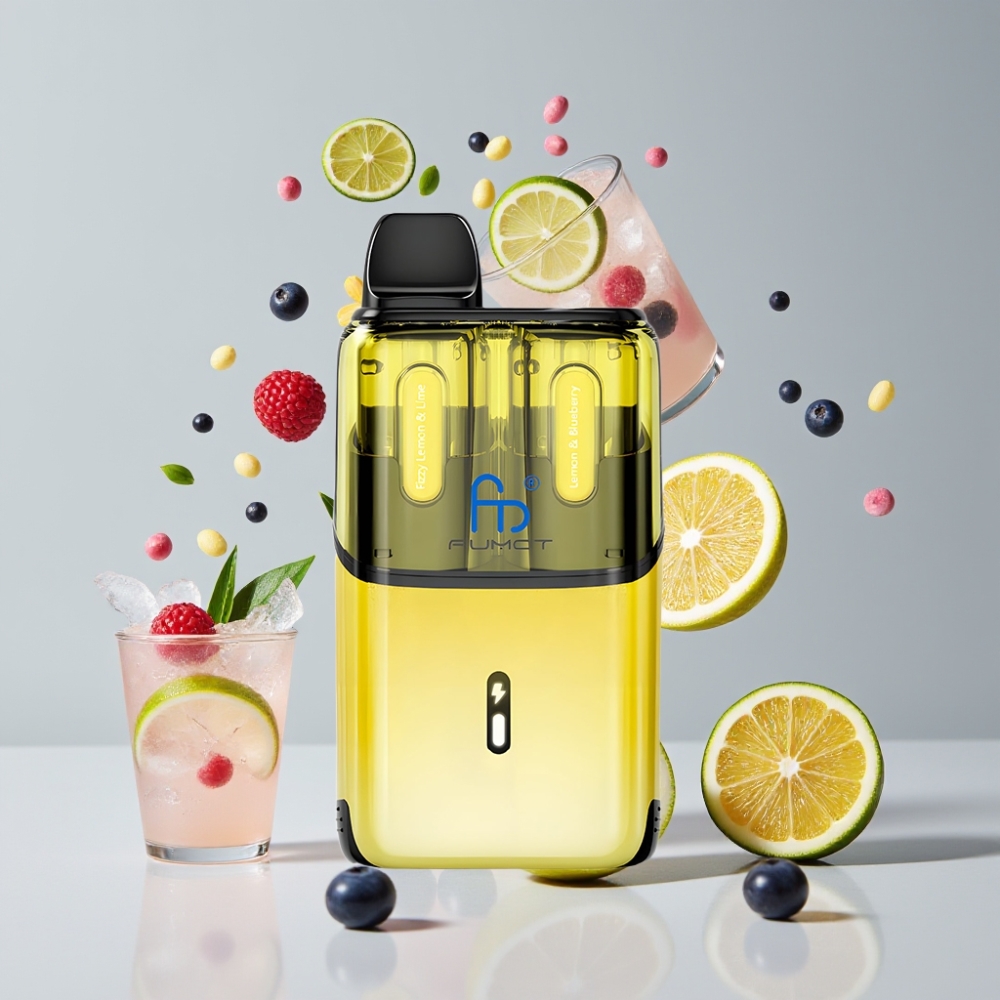 Fumot Ultra T32000 Dansk Engros Vape til Engangsbrug med 32000 puffs, 800mAh batteri og Sprudlende Citron & Lime & Blåbær