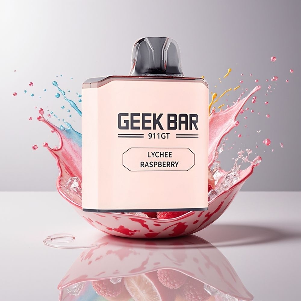 GEEK BAR 911 GT 16000 Puffs Disposable Vape Dansk Engros med 5% Nikotin, Dynamisk Skærm og Type C Opladning – Litchi Hindbær