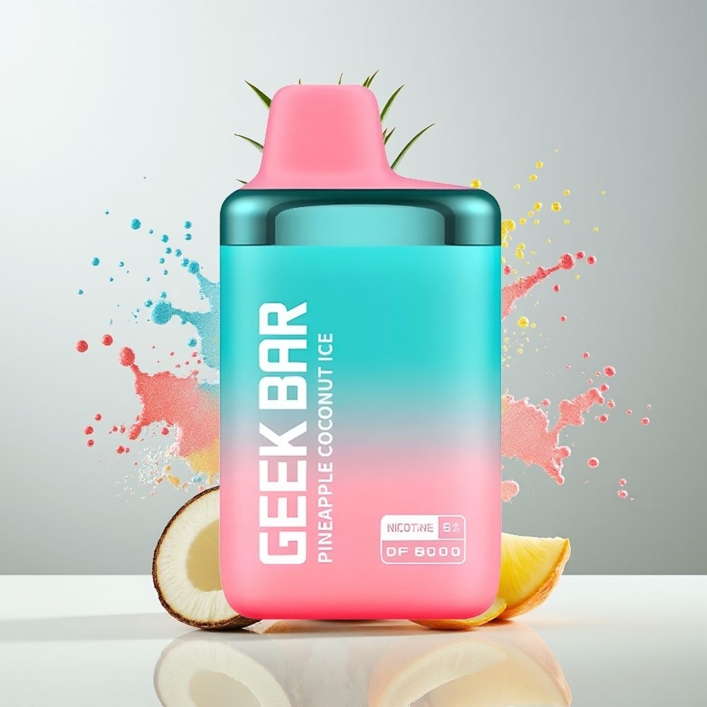 GEEK BAR DF8000 Dansk Engros Engangs Vape Ananas Kokos Is – 8000 Pust, 14 mL E-Væske, 20mg/mL, Luftstrømningskontrol