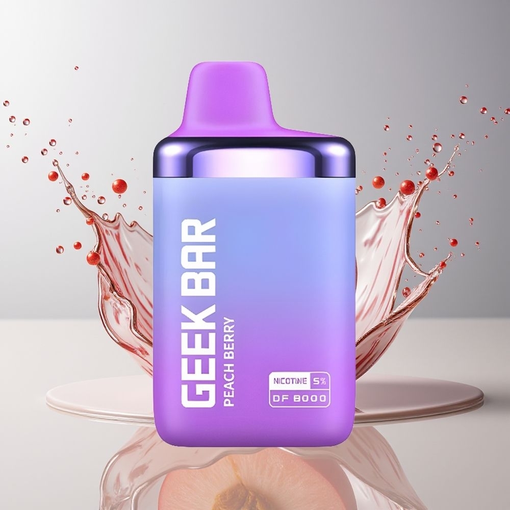 GEEK BAR DF8000 Dansk Engros Engangs Vape med 8000 puff, 14 mL e-væske og fersken-bær smag
