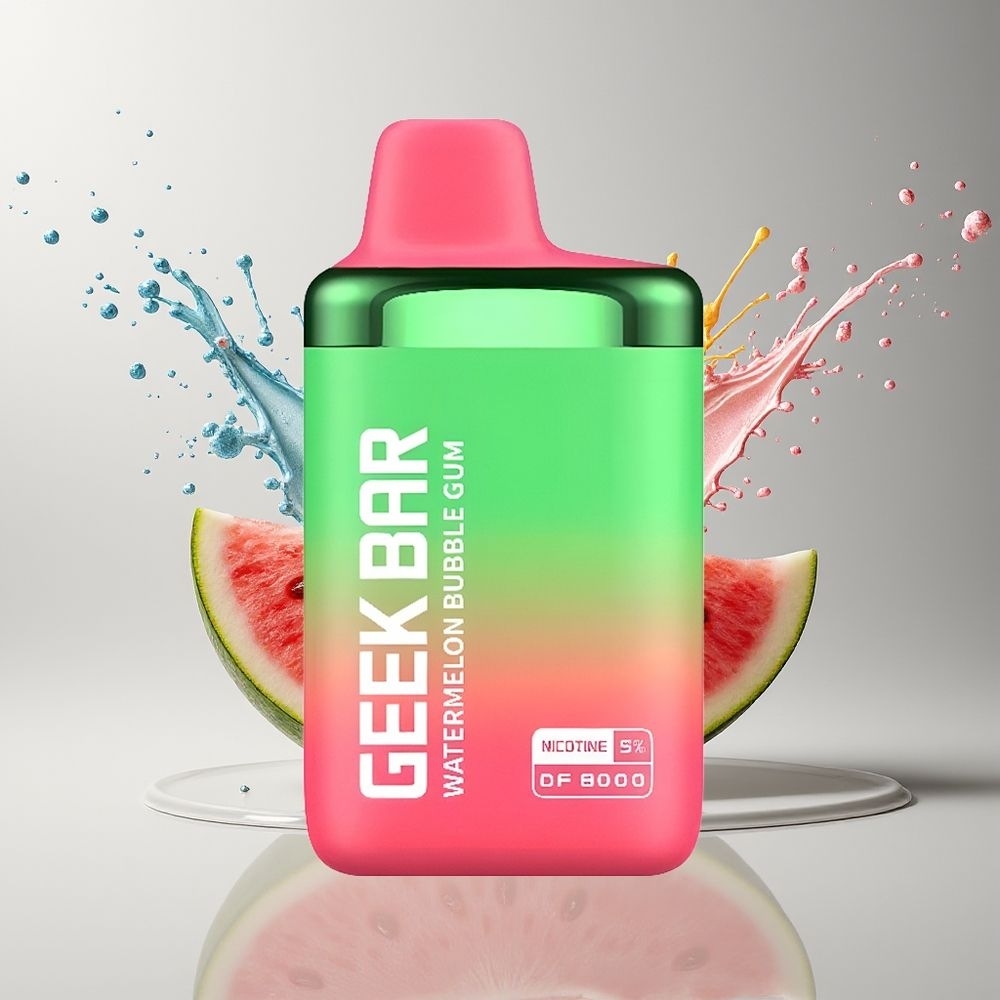 GEEK BAR DF8000 Disposable Vape Vandmelon Bobbelgummi Dansk engros med 8000 puff, 14 mL E-Liquid og USB-C opladning