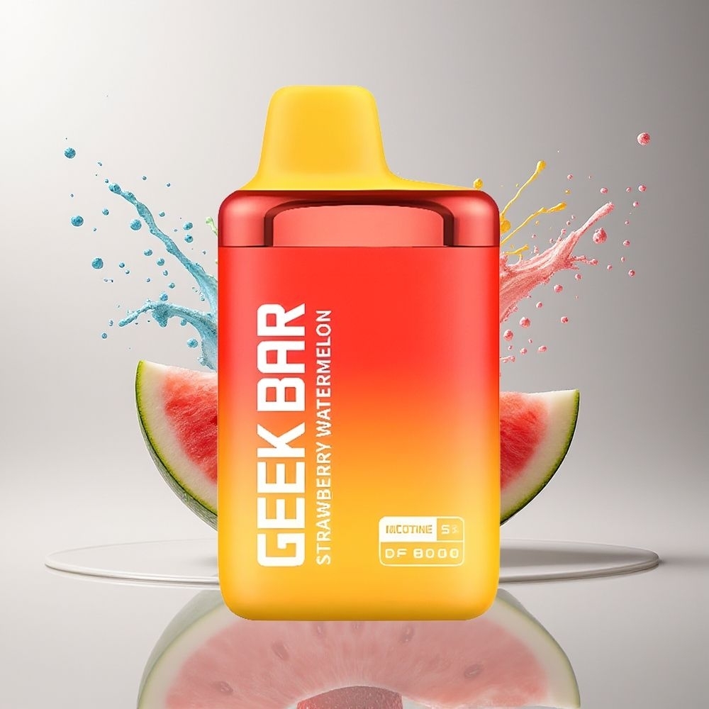 GEEK BAR DF8000 Engangs E-cigaret Dansk Engros – Jordbær Vandmelon – 8000 Puffs, 14 mL E-Væske, 20 mg/mL, Opladbar