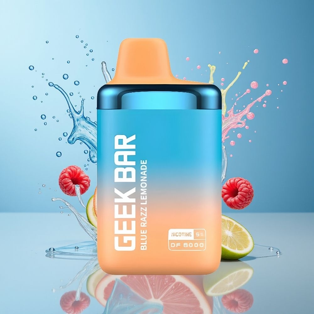 GEEK BAR DF8000 Engros Dansk - 8000 puff, 14 mL E-Liquid, Blå Hindbær Lemonade, Opladningsbar