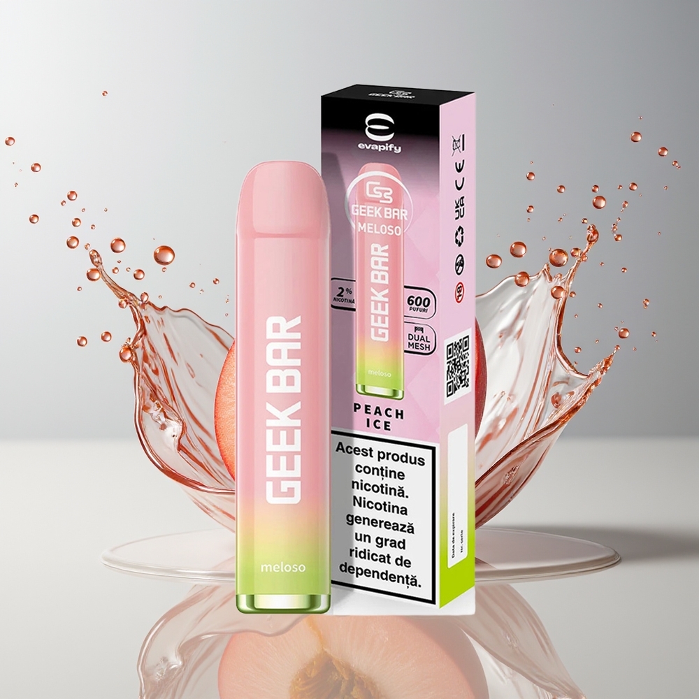GEEK BAR Meloso 600 Puffs Dansk Engros Disposable Vape Fersken Is